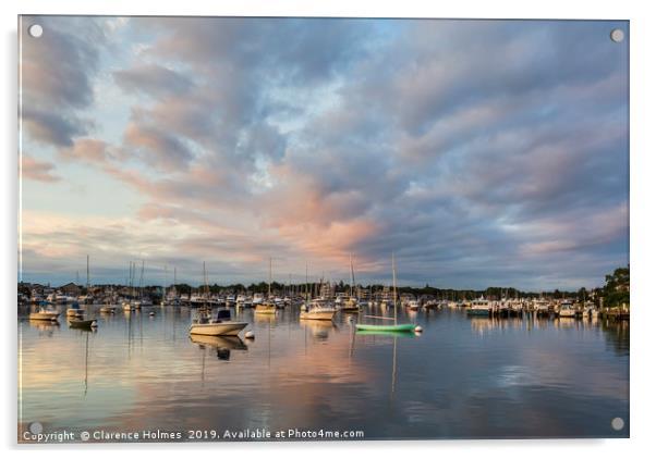 Oak Bluffs Harbor Sunrise I Acrylic by Clarence Holmes