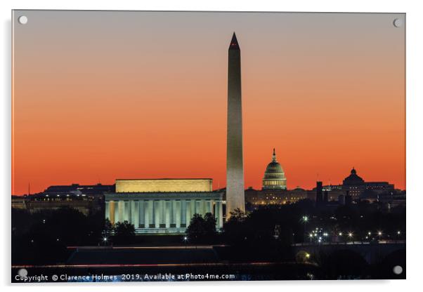 Washington DC Landmarks at Dawn II Acrylic by Clarence Holmes