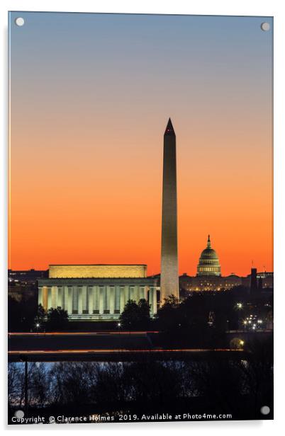 Washington DC Landmarks at Dawn III Acrylic by Clarence Holmes