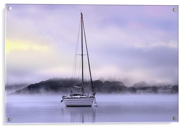 Boat in the dawn mist Acrylic by Robert Fielding