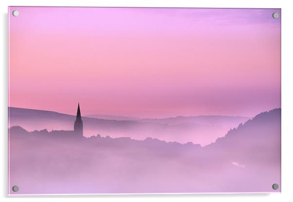 Belmont church in the morning mist Acrylic by Robert Fielding