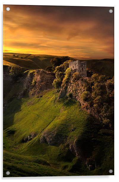 Peveril castle Acrylic by Robert Fielding