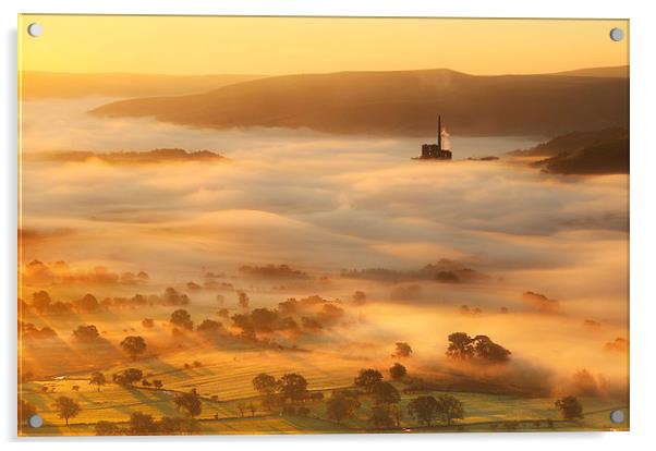 Golden mists over castleton Acrylic by Robert Fielding