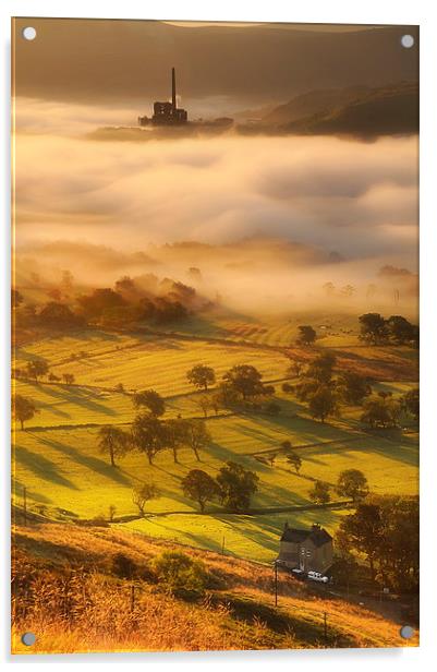 Golden mists over castleton 2 Acrylic by Robert Fielding