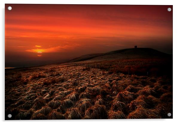 Rivington pike sunset Acrylic by Robert Fielding