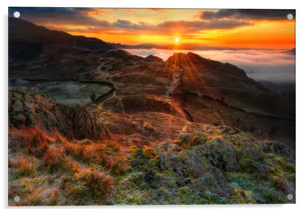 Loughrigg fell sunrise Acrylic by Robert Fielding