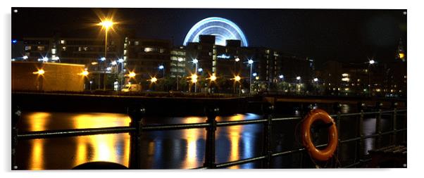 Liverpool Docks an eye by night Acrylic by John Boekee