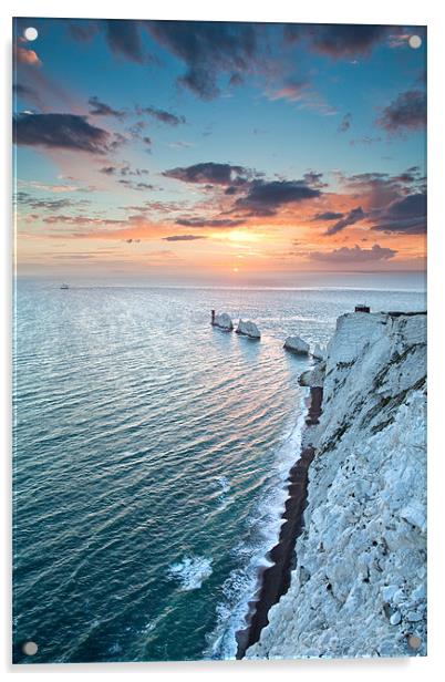 Isle of Wight Needles Sunset Acrylic by Barry Maytum