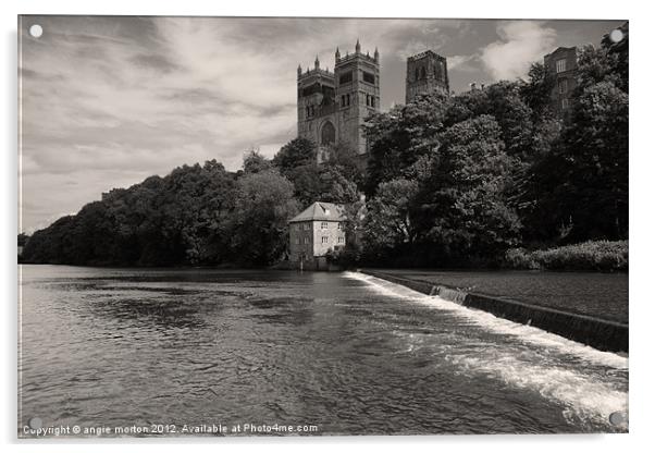Durham Cathedral and the Mill Acrylic by Angie Morton