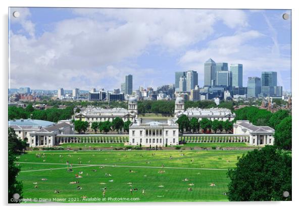 Greenwich Park and London Skyline Acrylic by Diana Mower