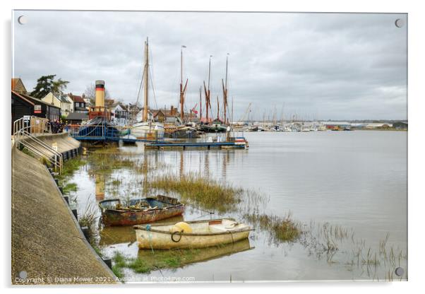 Maldon Hythe Essex boat moorings  Acrylic by Diana Mower