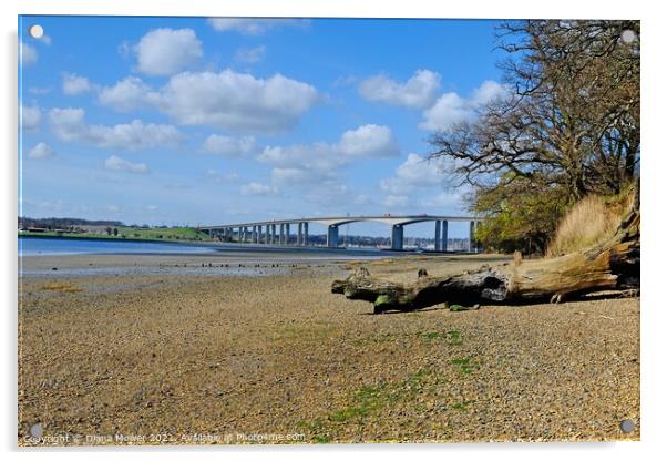 Low tide Orwell  Bridge Suffolk Acrylic by Diana Mower