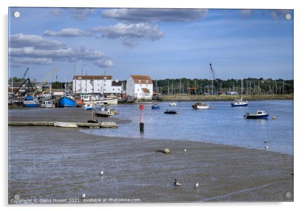Low Tide Woodbridge tide mill Suffolk Acrylic by Diana Mower