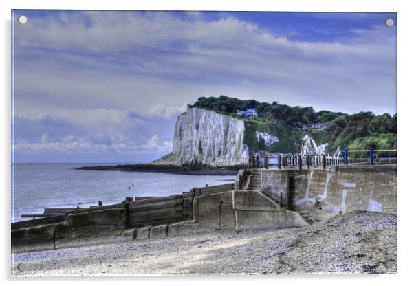 St Margarets Bay beach Steps Kent Acrylic by Diana Mower