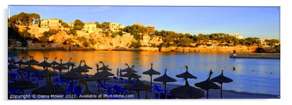 Porto Cristo Beach Sunset Mallorca Panoramic Acrylic by Diana Mower
