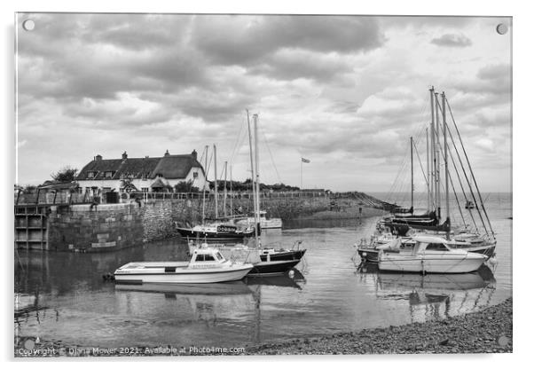 Porlock Weir Somerset Monochrome Acrylic by Diana Mower