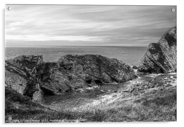 Stair Hole Dorset black and white Acrylic by Diana Mower