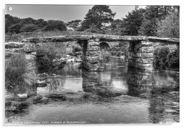  Clapper bridge Dartmoor Mono Acrylic by Diana Mower
