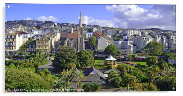 Ilfracombe town and skyline Panoramic Acrylic by Diana Mower