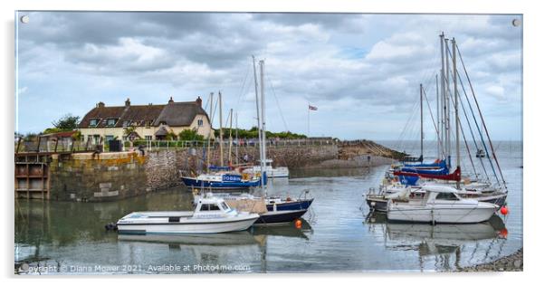 Porlock Weir Somerset Panoramic Acrylic by Diana Mower