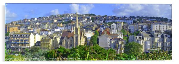 Ilfracombe town Devon panoramic Acrylic by Diana Mower