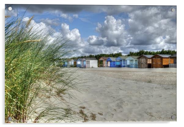 West Wittering beach Huts and Dunes  Acrylic by Diana Mower