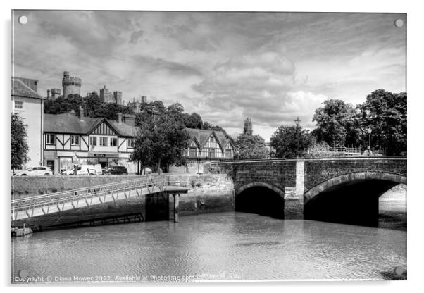  Arundel,bridge and castle monochrome Acrylic by Diana Mower
