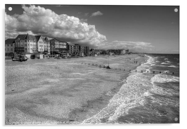 Bognor Regis Sea Front in Black and White Acrylic by Diana Mower