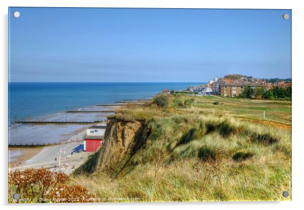 Sheringham Beach, town and Golf Course Acrylic by Diana Mower