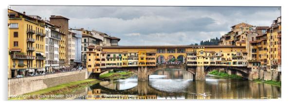  Ponte Vecchio Florence Italy Panoramic  Acrylic by Diana Mower