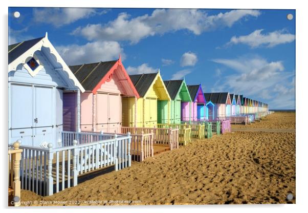 West Mersea Beach Huts Acrylic by Diana Mower