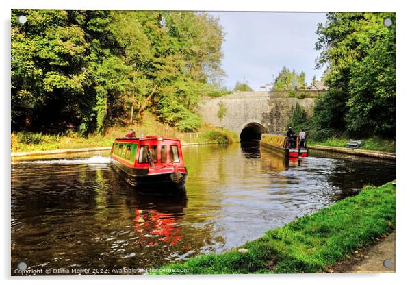 Chirk Canal Tunnel Narrow Boats Acrylic by Diana Mower