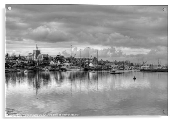 The Hythe quay Maldon Monochrome Acrylic by Diana Mower