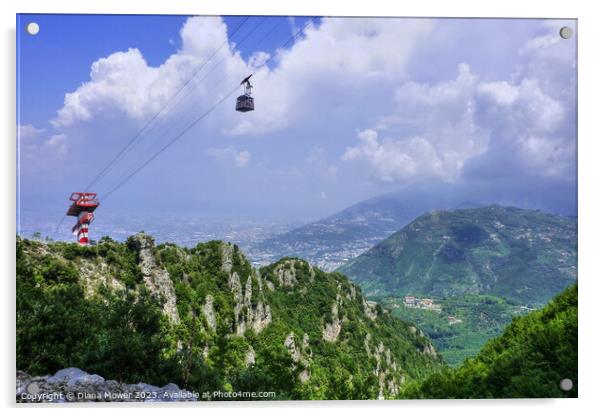 Cable car to Mount Faito Sumit Italy Acrylic by Diana Mower