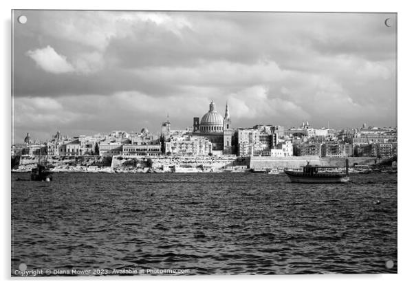 Valletta Malta Monochrome   Acrylic by Diana Mower