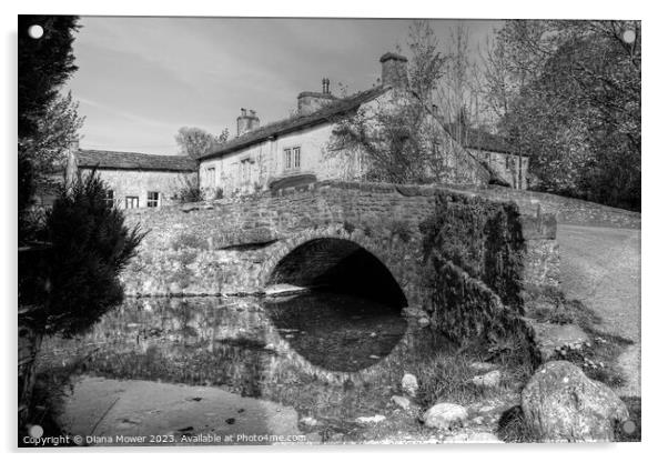  Malham bridge in Black and White Acrylic by Diana Mower