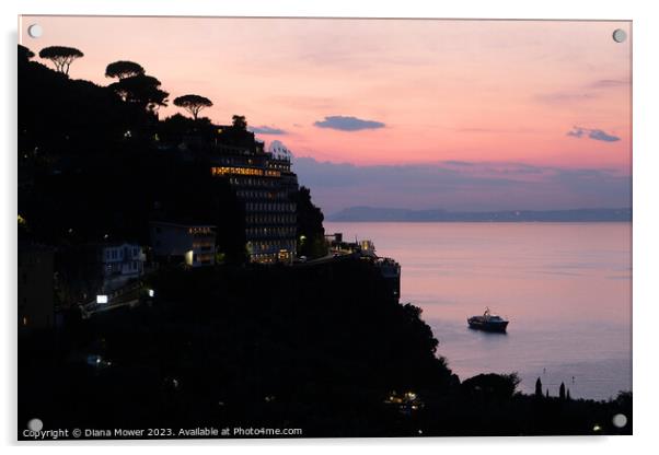 Amalfi Coast Sunset Acrylic by Diana Mower