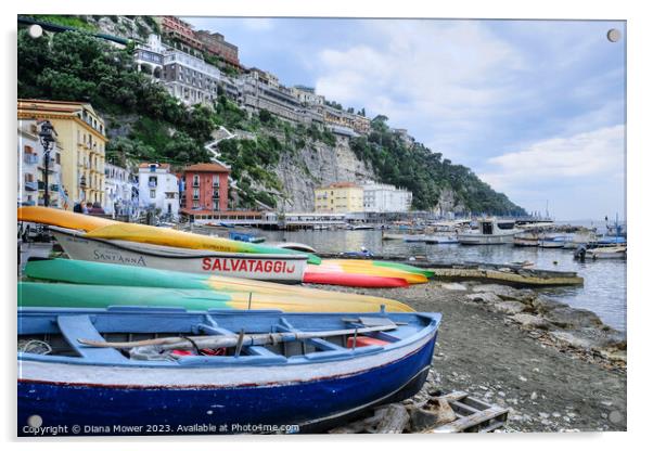 Marina Grande Boats Sorrento Acrylic by Diana Mower