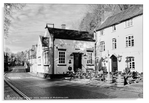 Ironbridge Swan High Street monochrome Acrylic by Diana Mower