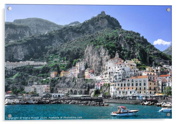 Amalfi Port and Coast Italy Acrylic by Diana Mower