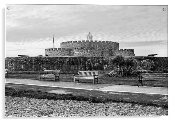 Deal Castle Kent Monochrome Acrylic by Diana Mower