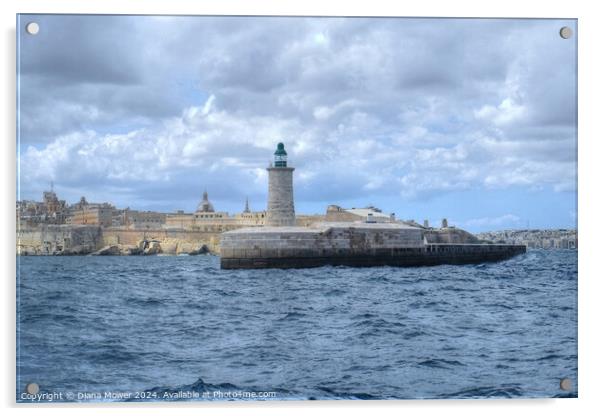 Malta The Grand Harbour Valletta  Acrylic by Diana Mower