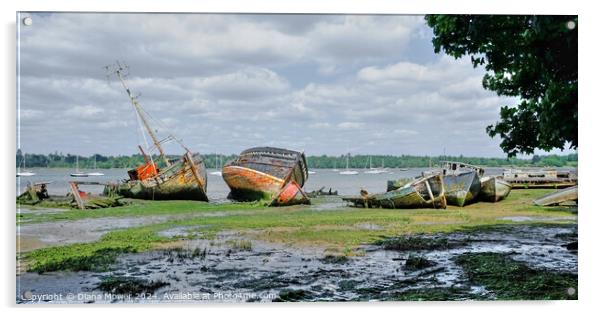 River Orwell Wrecks at Pin Mill  Acrylic by Diana Mower