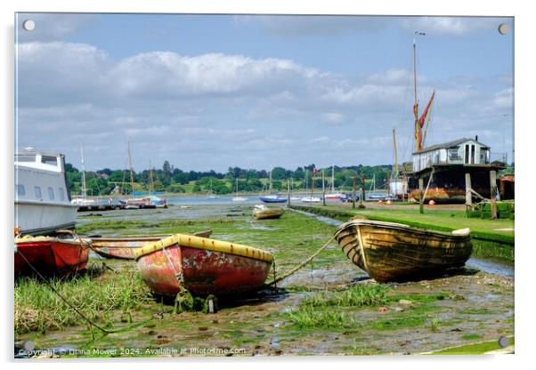 Pin Mill The Waterfront Hard Suffolk  Acrylic by Diana Mower