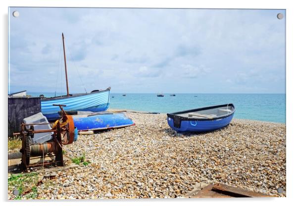 Selsey Bill Beach and Boats Acrylic by Diana Mower