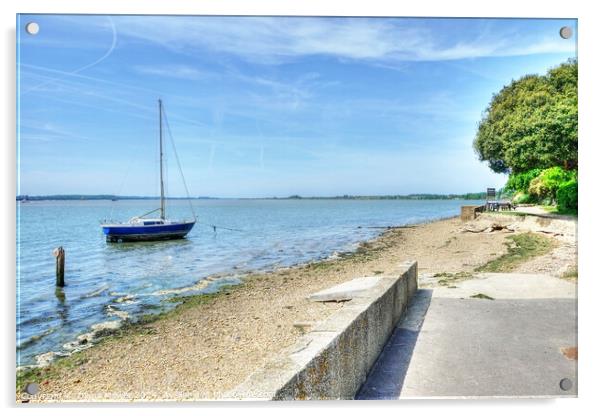 Shotley Sea Wall and Picnic Area Suffolk Acrylic by Diana Mower