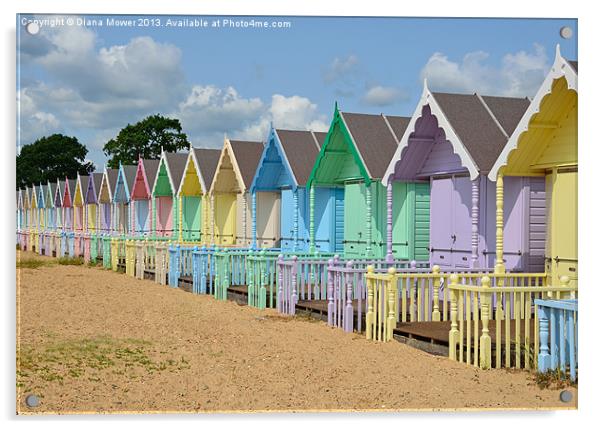 Beach Huts West Mersea Essex Acrylic by Diana Mower