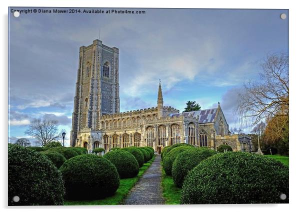 Lavenham Church Suffolk Acrylic by Diana Mower