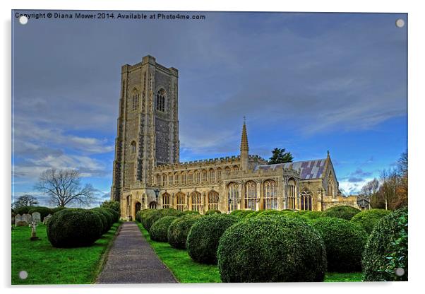 Lavenham Church Suffolk Acrylic by Diana Mower
