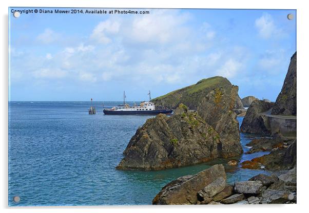 Lundy Island Harbour Acrylic by Diana Mower